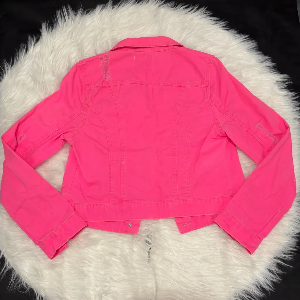 LEI Vibrant Pink Jean Jacket Size M Junior Size M - Image 2