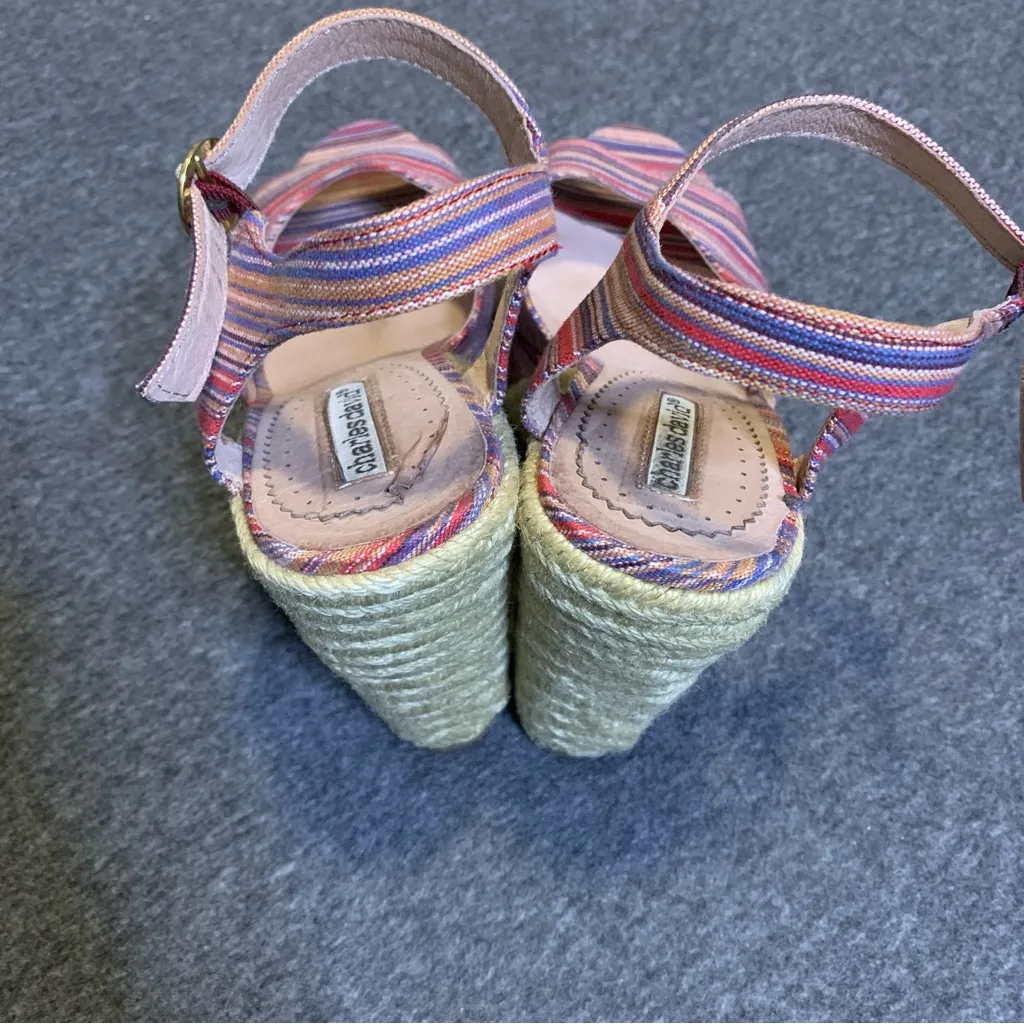 Charles David Lambert Stripped Open Toe Wedge Sandals - Image 3