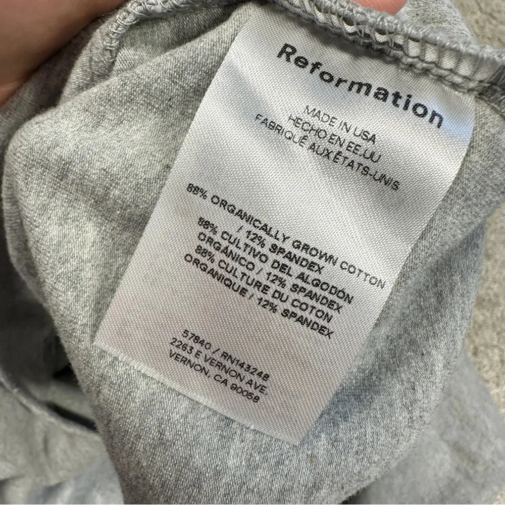 Reformation Elowen Knit Jersey Midi Skirt Pull On Organic Cotton Heather Grey XS - Image 13