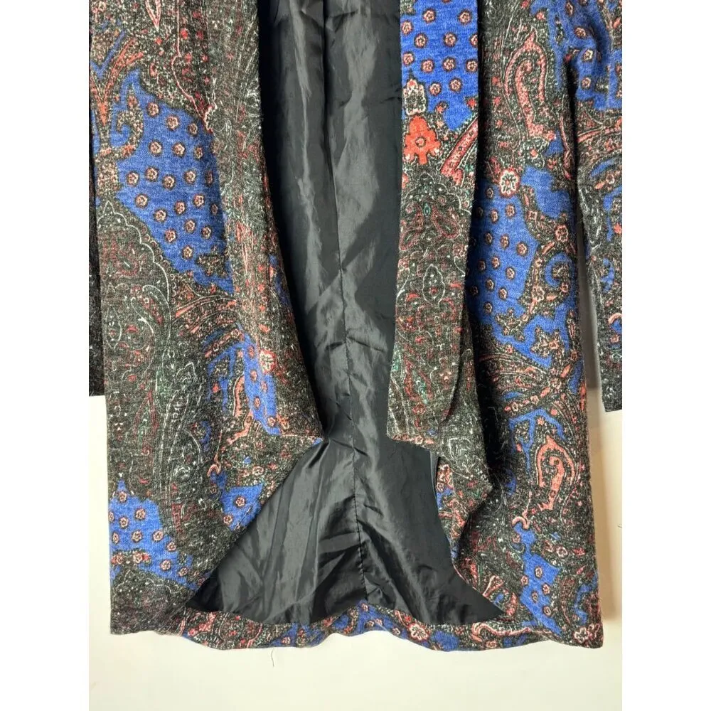 Alberto‎ Makali Blazer Women Medium Blue Paisley Shawl Collar Open Jacket Italy - Image 5