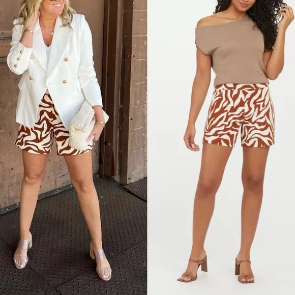 NWT Spanx On-The-Go 6” Inseam Slimming Shorts in Clay Zebra Print - Sz 1X - Image 2