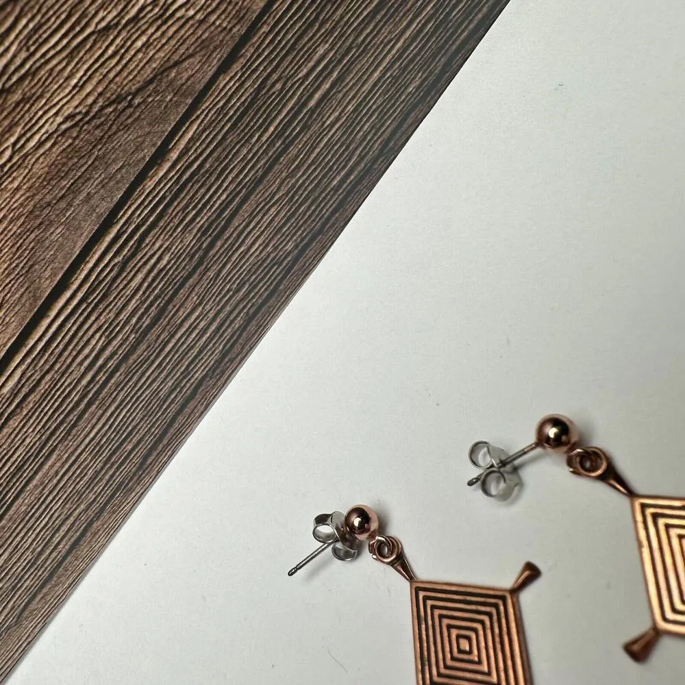 Wheeler Copper Dangle Drop Pierced Earrings - Image 4