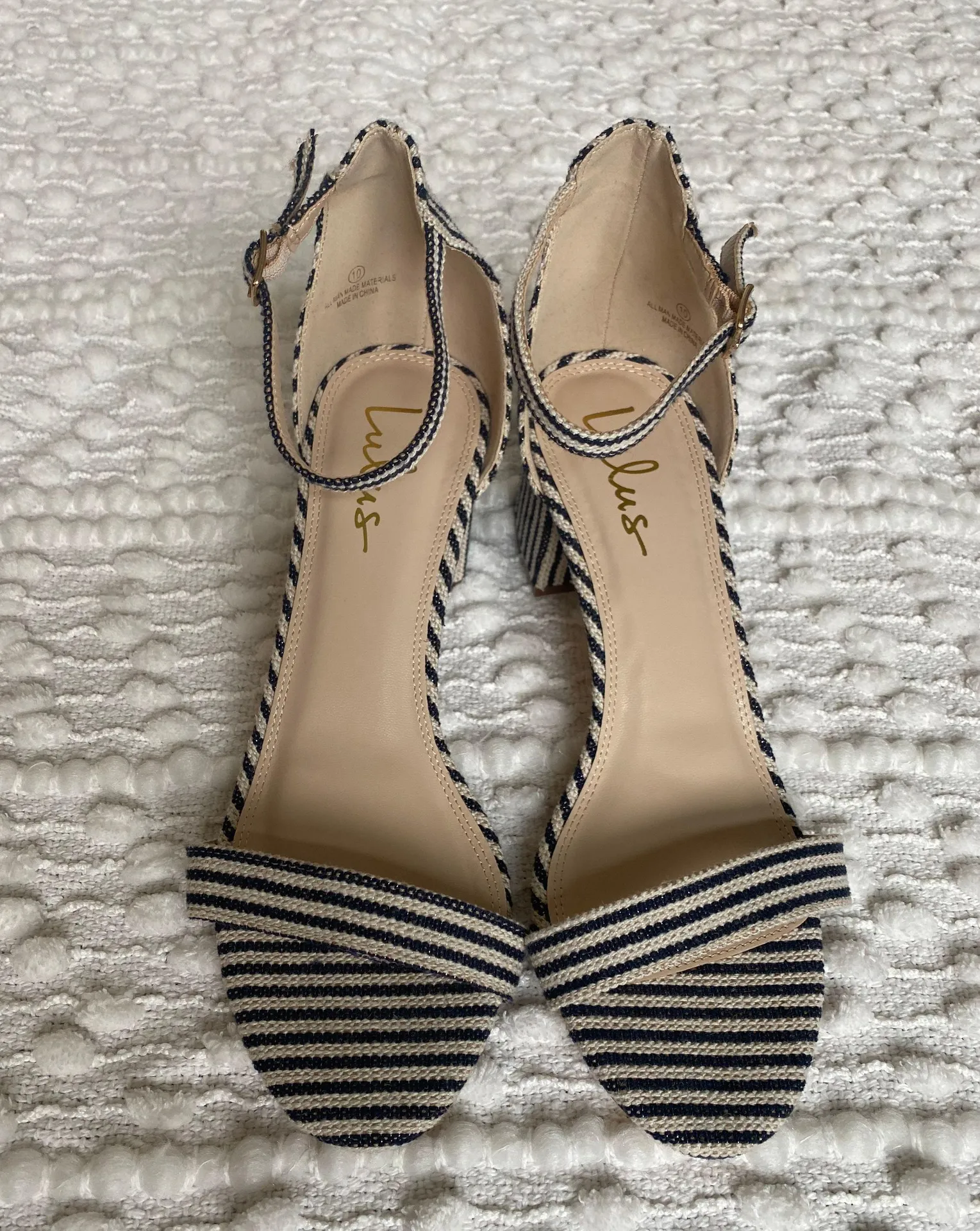 Lulus Harper Strip Blue Heels - Image 4