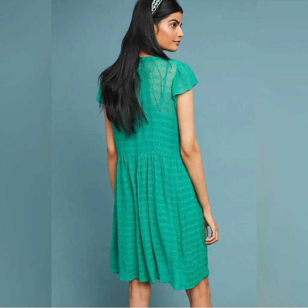 Anthropologie Meadow Rue Button-Down
Emerald Green Button Down Midi Dress - Image 4