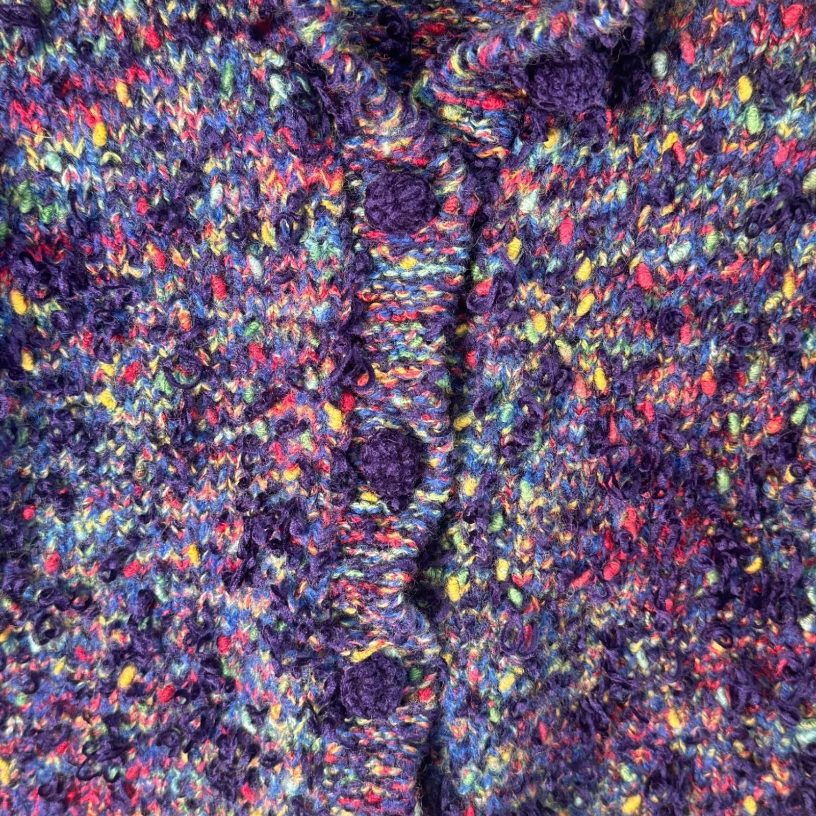 Emma Camusso Womens L Wool Blend Textured Chunky Knit Cardigan Sweater Uruguay Purple Size L - Image 7