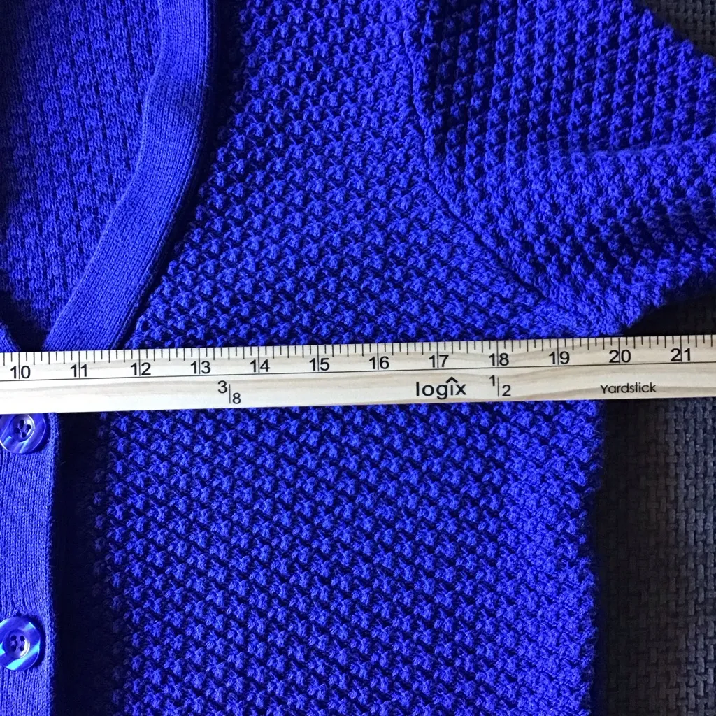 Chunky Knit Cardigan Sweater GrandpaCore Cobalt Royal Blue Petite M Appleseeds Size undefined - Image 6
