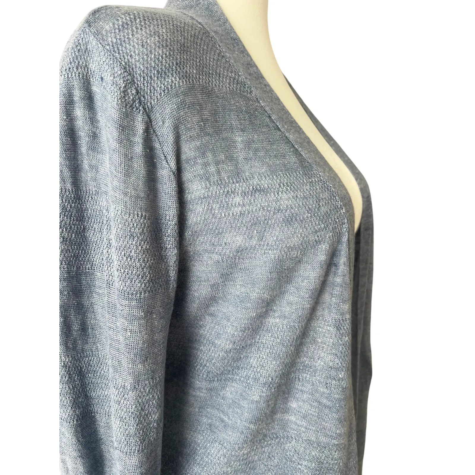 Cynthia Rowley 100% Linen Blue Open Cardigan Women Size L Breathable Normcore - Image 5