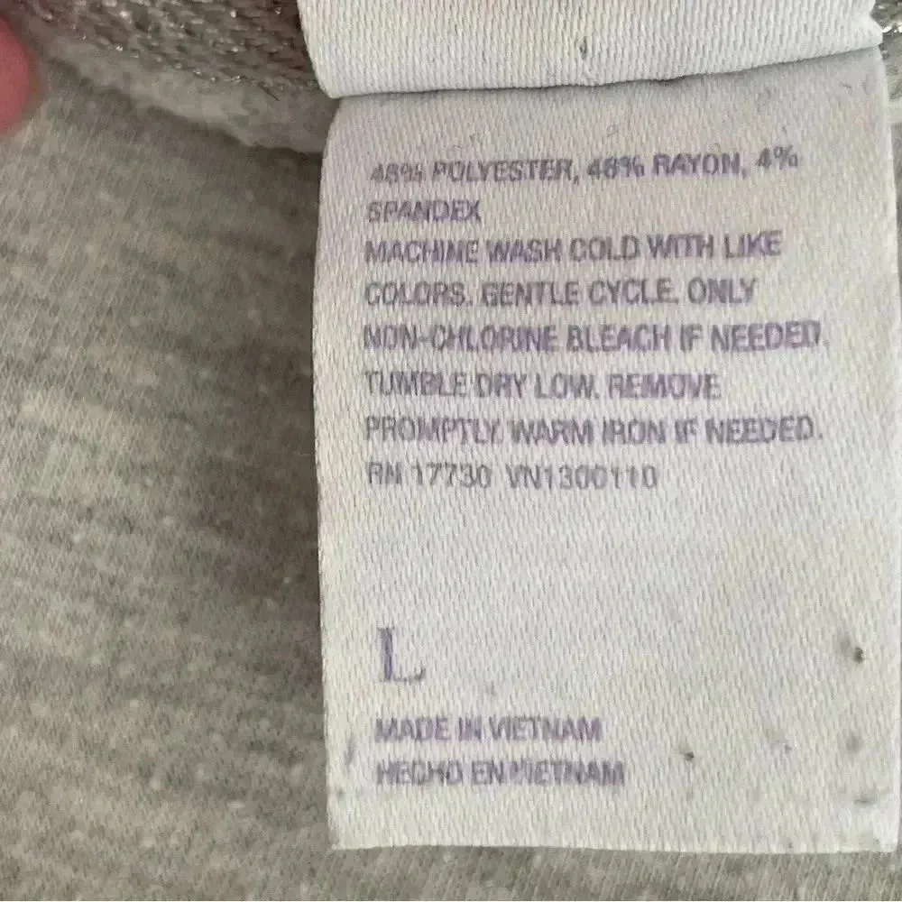 Stars Above Soft Fleece Gray Heathered Crewneck Pullover Long Sleeves Top SZ L - Image 2