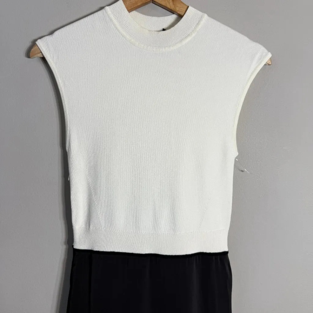 Hugo Boss Ferdola Mixed Media Midi Dress Women's XS Ivory Black Career Chic NWOT - Image 9