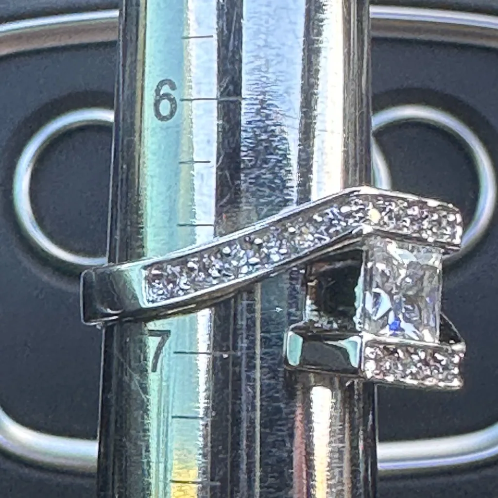 Swarovski Elements Princess Cut Crystal Silver Ring - Image 2