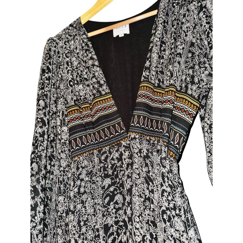 Misa Los Angeles Emilia Floral Patter Wrap Dress High Low Midi Medium Boho Sexy - Image 5