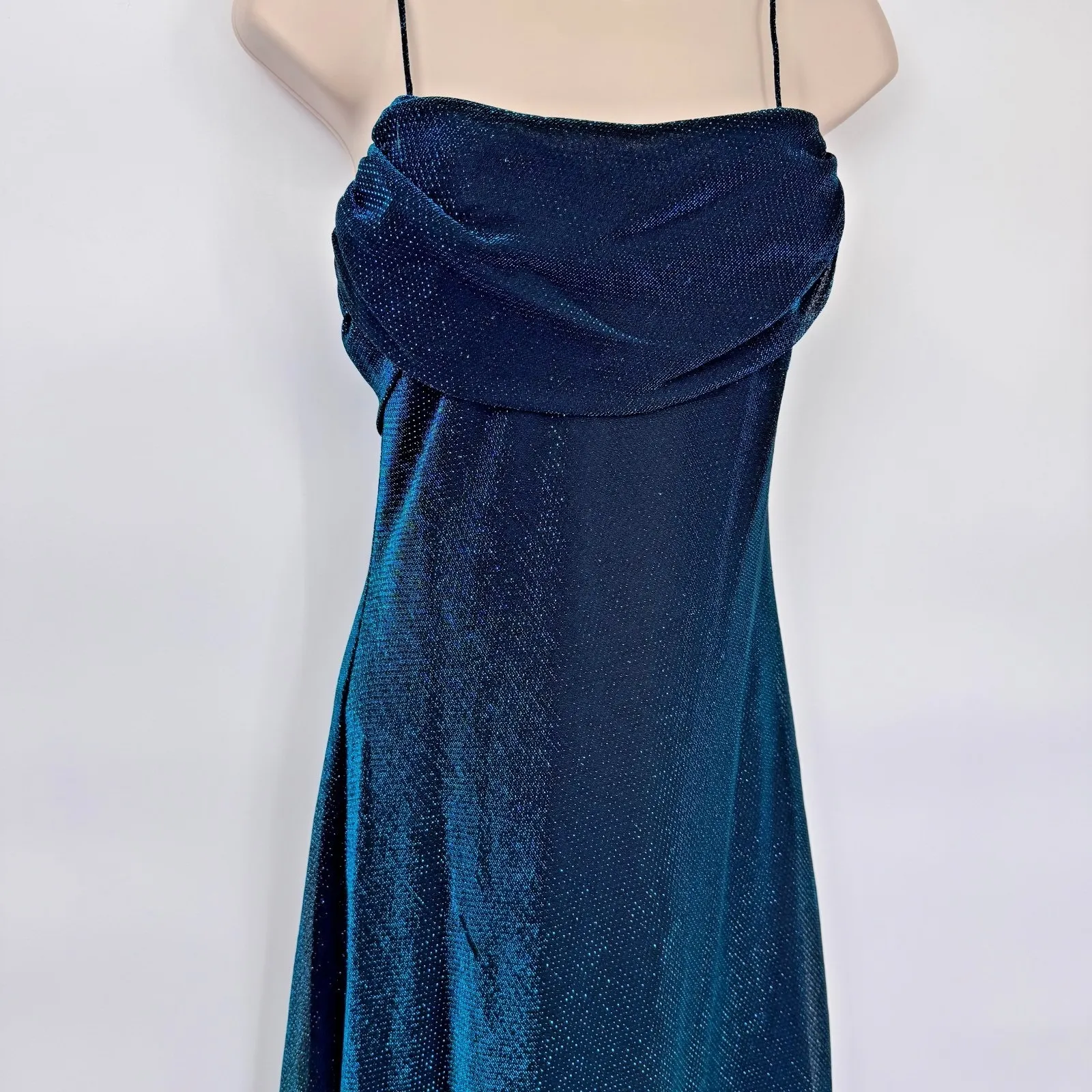 Vintage Y2K Betsy & Adam Mermaid Fairy Dress Womens 6 Green Blue Shimmer Sparkle - Image 3