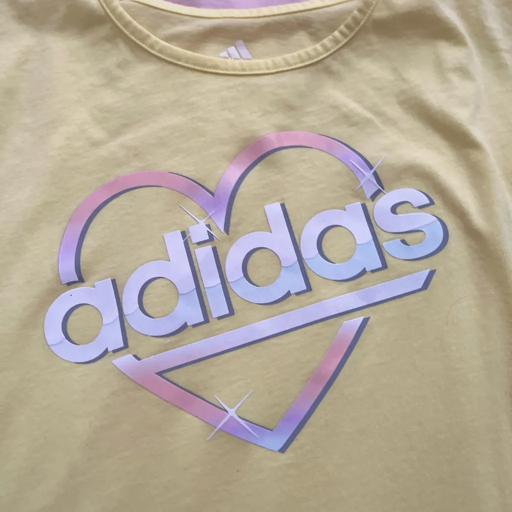 Adidas Cute Coquette Yellow Heart Tee - Image 2