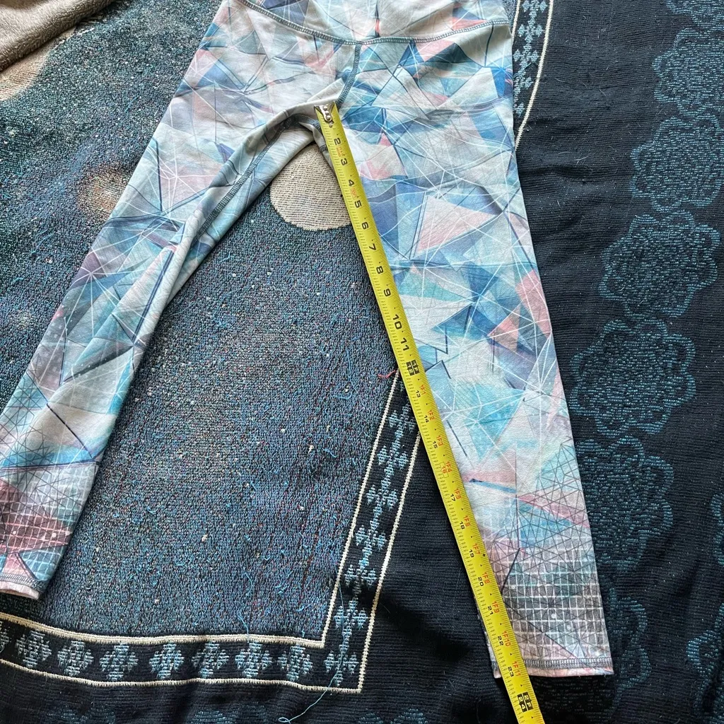 Evolution and Creation Geometric Blue and Pink Leggings SZ M High Waist Yoga Y2K - Image 11