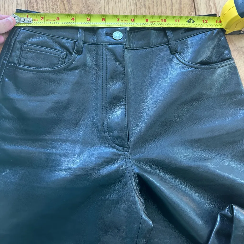 Aritzia Wilfred Melina Black Vegan Leather High Rise Straight Taper Leg Pants 6 - Image 6