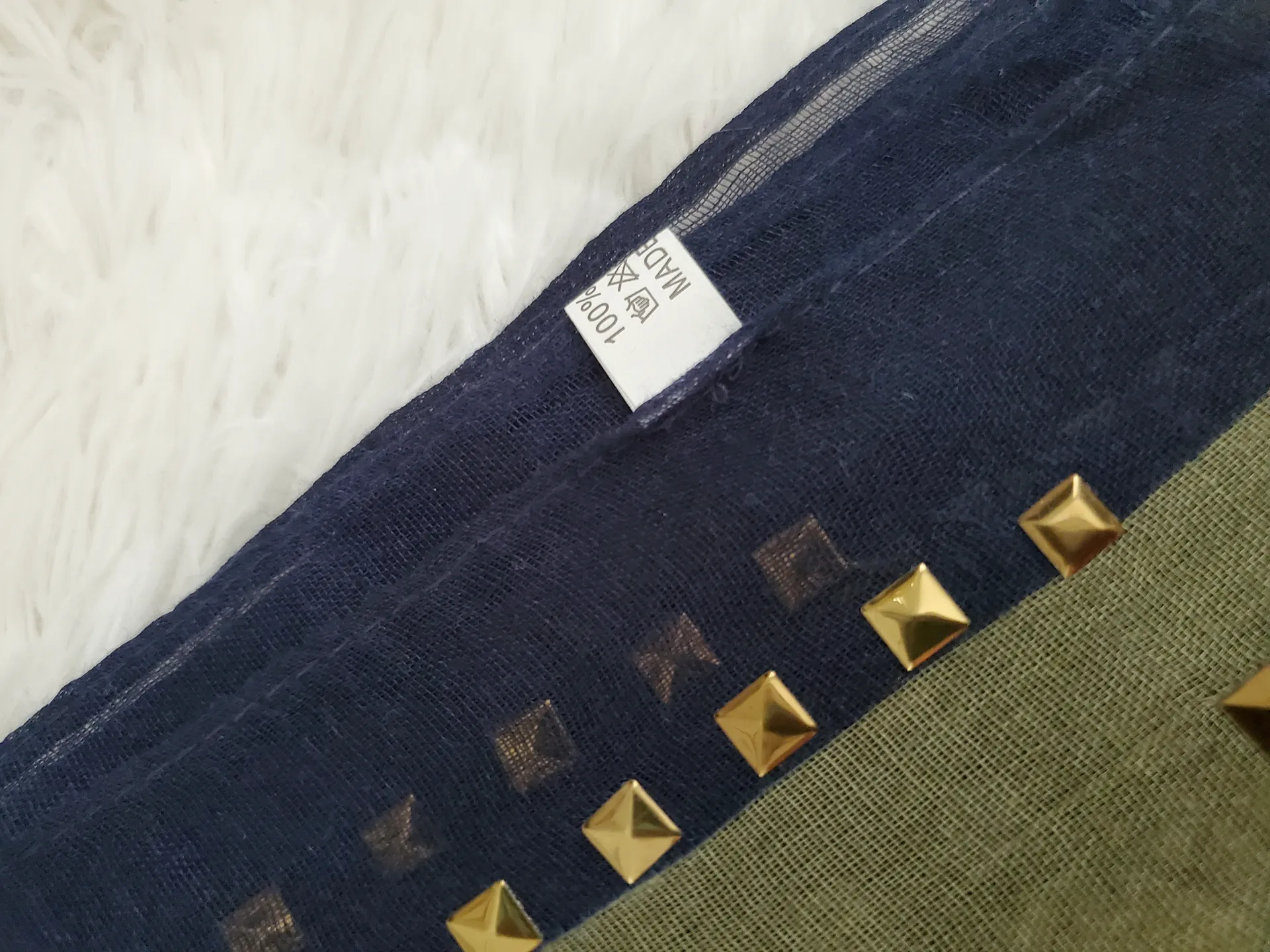 Women's Green, Navy, and Gold Sequence Fashion Scarf Multiple Size One Size - Image 5