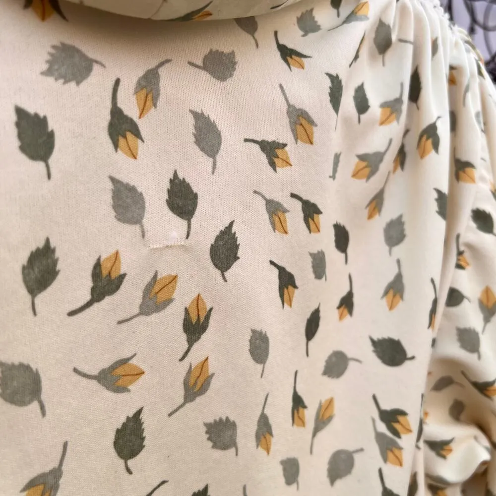 Vintage Leslie Fay floral feather leaf yellow belted dress - Image 7