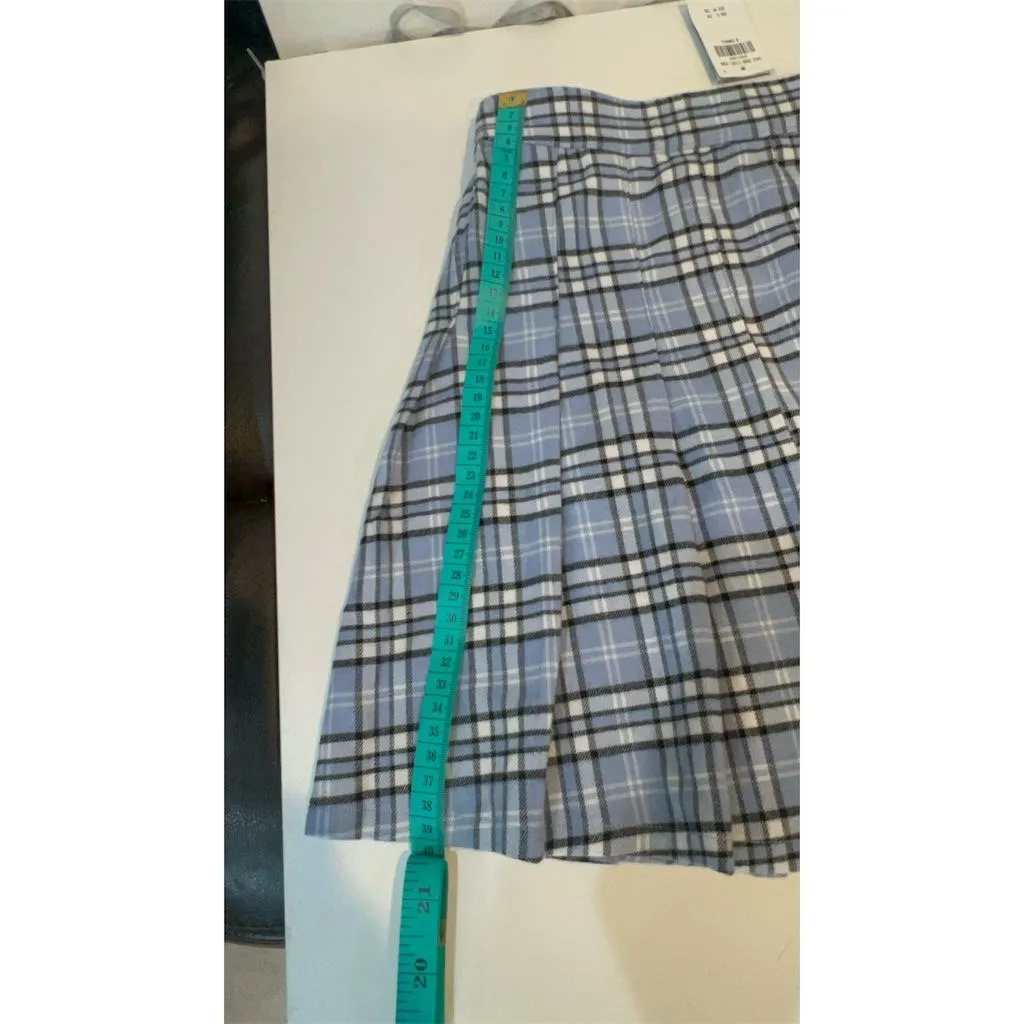 Hollister Women's XS Blue Plaid Pleated Mini Skirt - Image 3