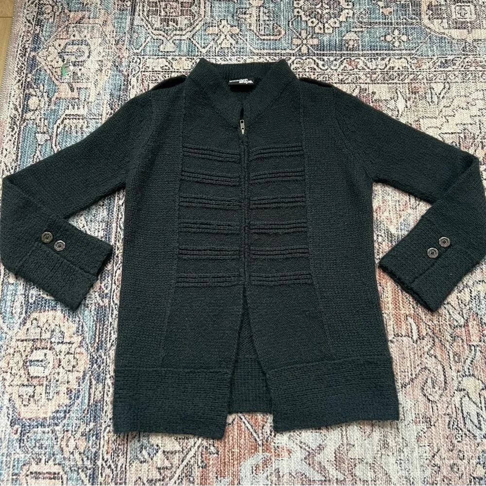 Anthropologie Wooden Ships Women's Navy Zip Up Cardigan Wool Sweater M/L - Image 7