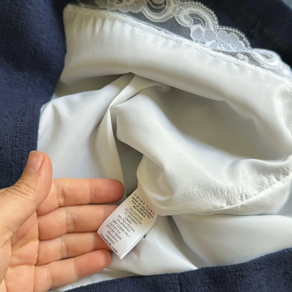 NWT Trina Turk Miss Brady Colorblock Lace-Up Dress White Blue Sz 6 - Image 11