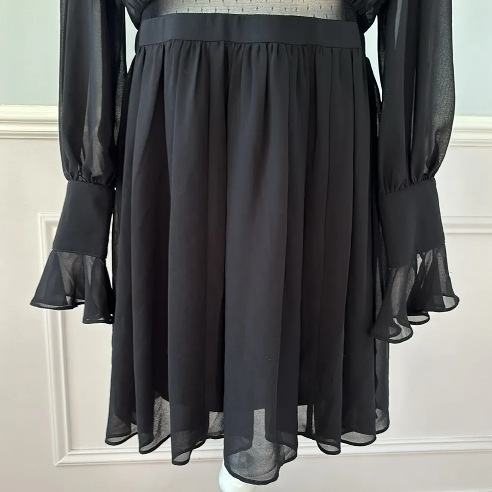 NWT Express Chiffon Mini Dress Mesh Front Open Back LBD Size 10 Formal Date Nigh - Image 5