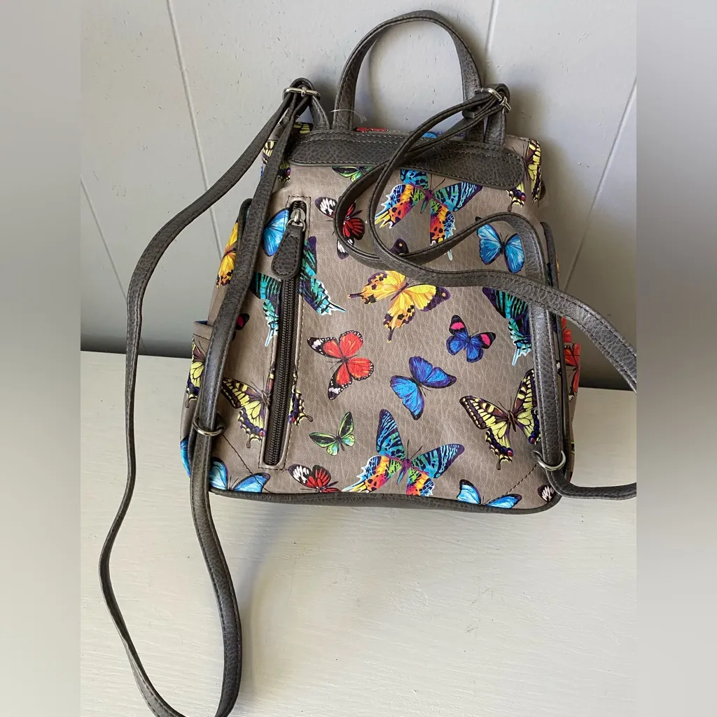 NWT MultiSac Butterfly Backpack Purse Gray with multicolored beautiful accents - Image 2