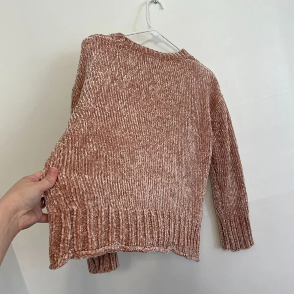 CYNTHIA ROWLEY Blush Pink Chenille Rolled Hem Boxy Crew Neck Pullover Sweater M - Image 12