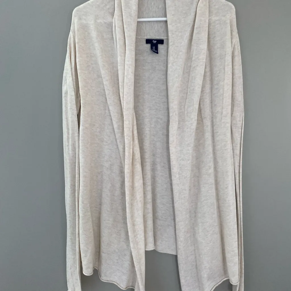Women’s Gap Oatmeal Beige Draped Open Front Cardigan Small - Image 9