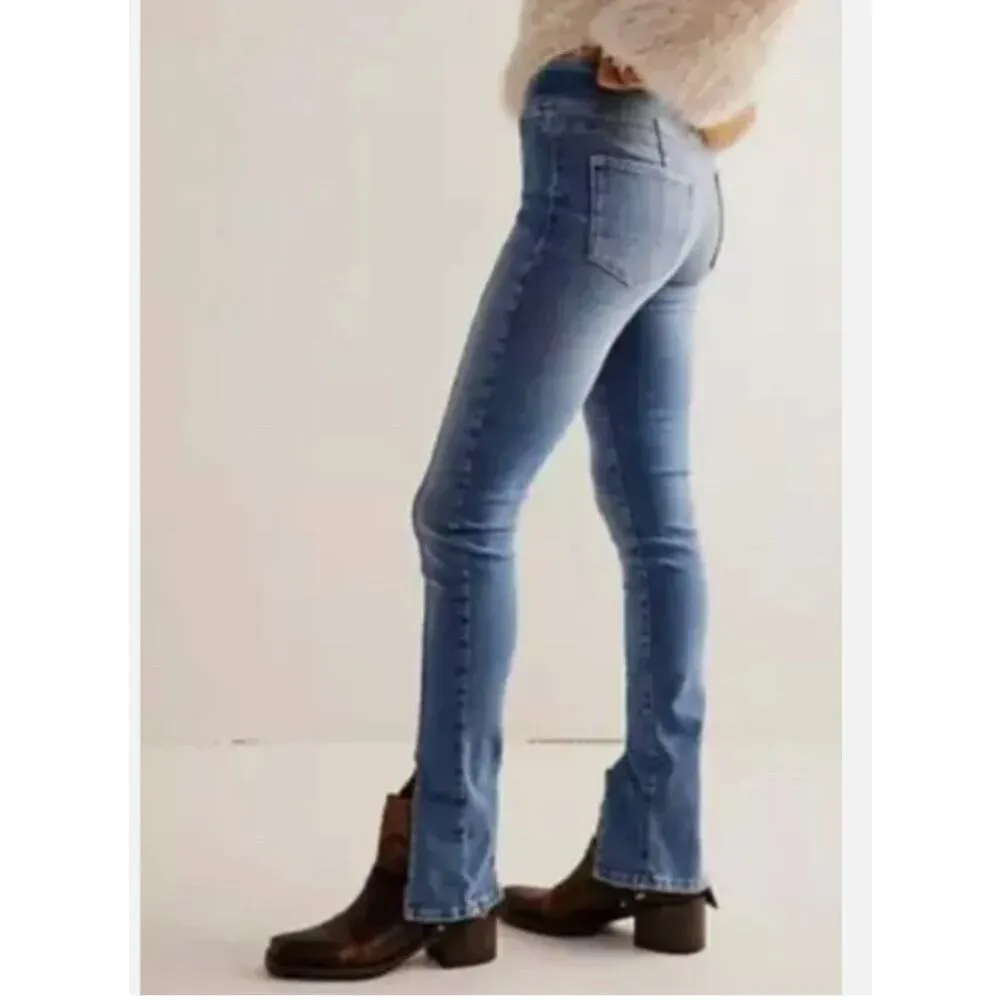 Free People We The Free Double Dutch Pull-On Slit Hem Jeans in Blue - Image 3