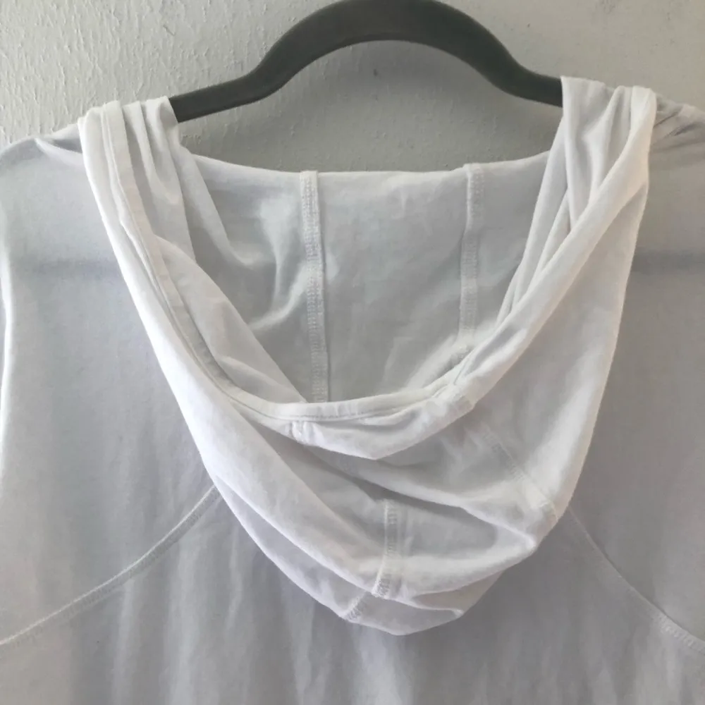 Soft Surroundings Hooded Top Knit Wrap Criss Cross GUC White L? See Measurements - Image 9