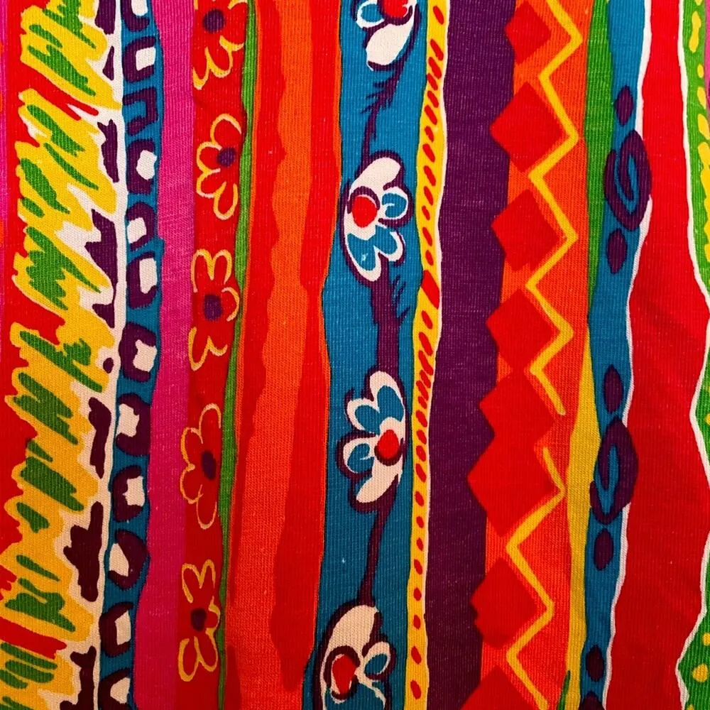 Y2K Rainbow Striped Short Sleeve 1/2 Button Front Top Medium - Image 3