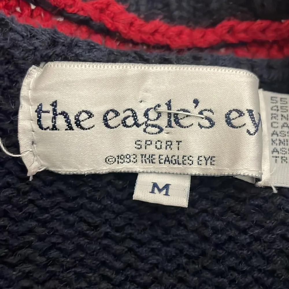 The Eagle's Eye Sport 1993 Knit Chunky Cardigan Sweater Argyle Womens Size Med Red - Image 5