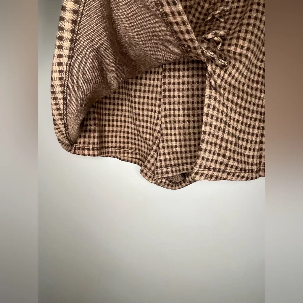 Kirious Brown Tan Mini Skort Gingham Women’s Size XS - Image 2