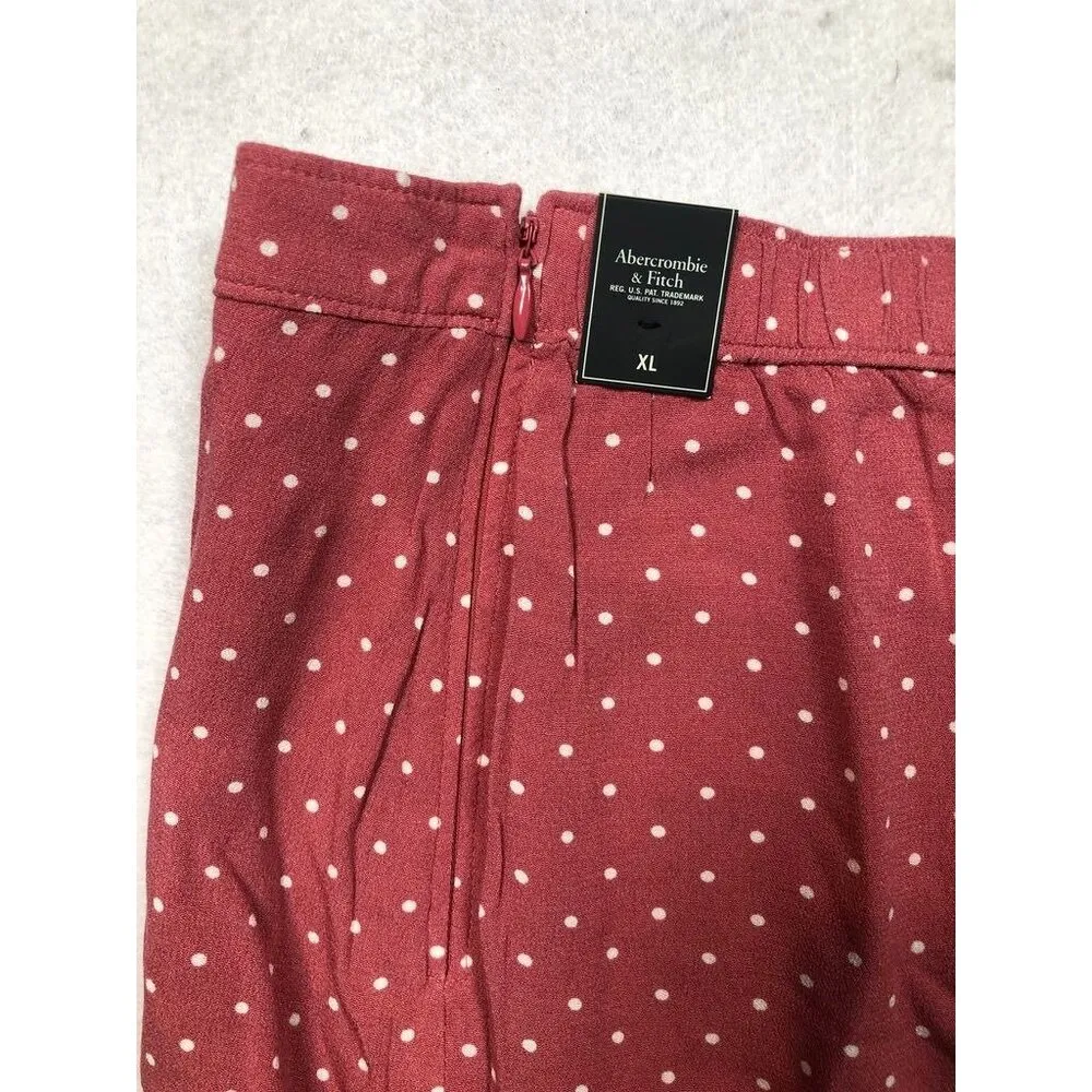 Abercrombie & Fitch Polka Dot Mini Skirt Pink White Crepe Button Down Women's XL - Image 8
