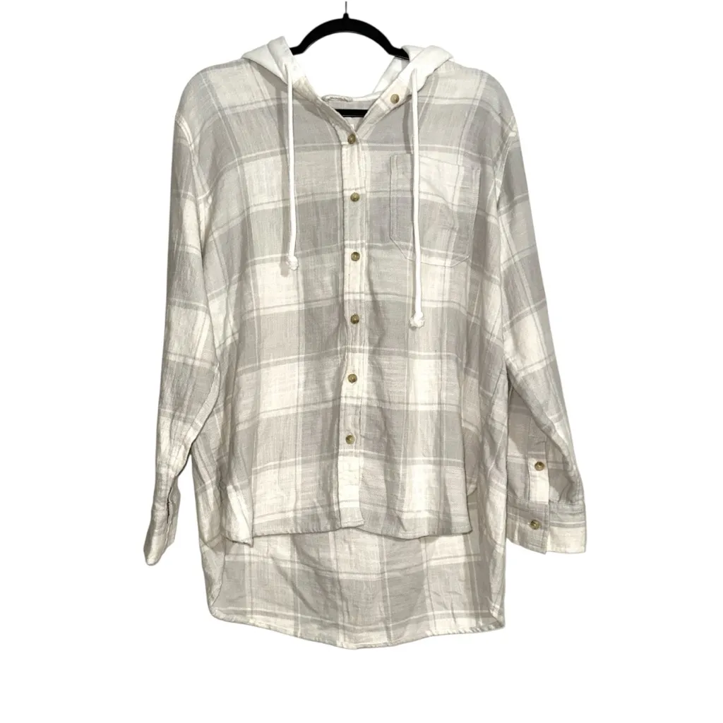 NWT American Eagle Plaid Oversized Hooded Shacket Shirt MEDIUM - Image 4