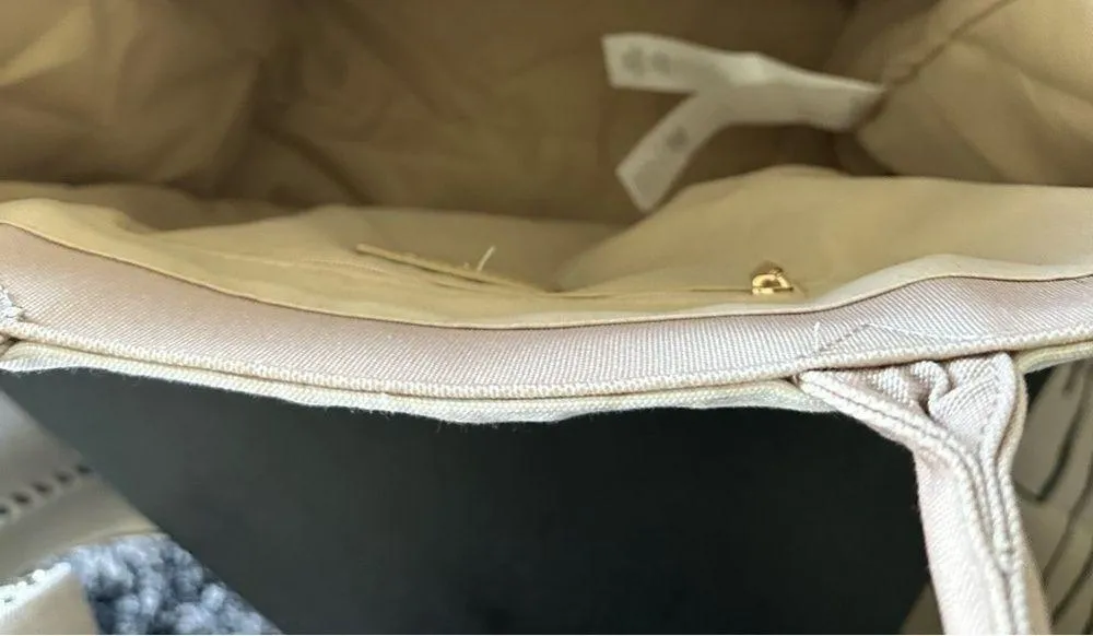 Missguided  beige logo oversized XL canvas structured tote bag purse laptop - Image 8