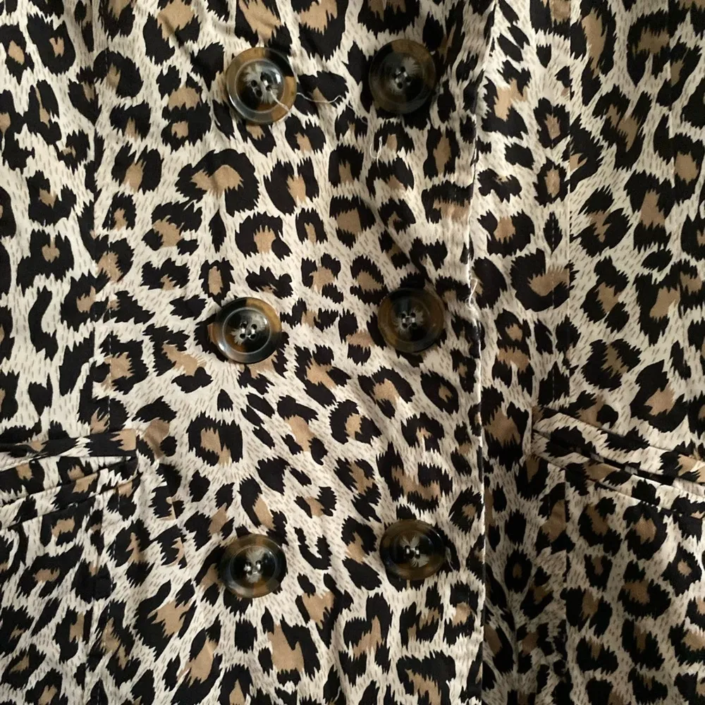 Forever 21 Cheetah Print Double Breasted Coat Jacket Size S - Image 5