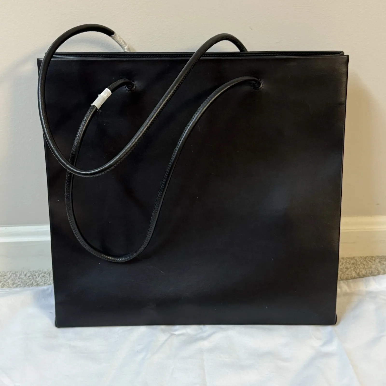 MOSCHINO Couture Black Leather Tote Bag Gold Logo Large Shopper W/ Dust‎ Bag NWT - Image 7
