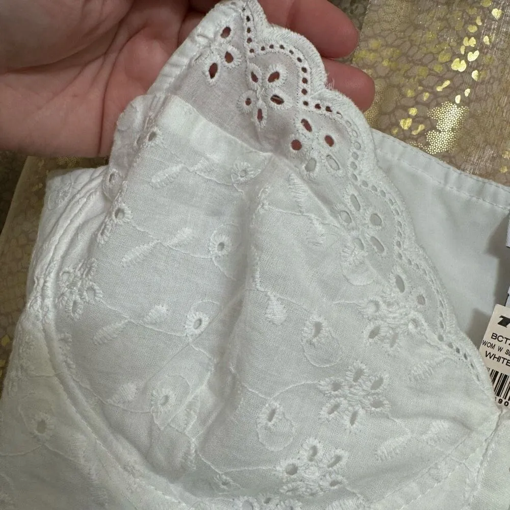 West of Melrose White Eyelet Lace Up Corset Top XL NWT - Image 4