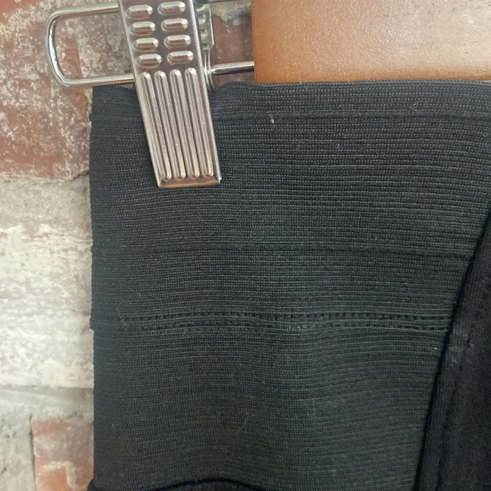 Black Stretch Elastic Sides Line Down Front Leggings Size S - Image 6