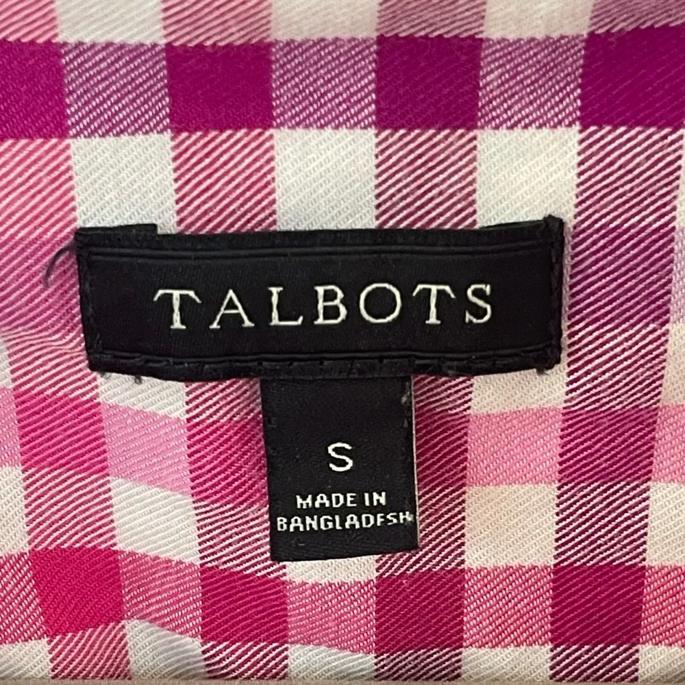 Talbots Pink Purple and White Checkered Button Down Shirt size small - Image 10