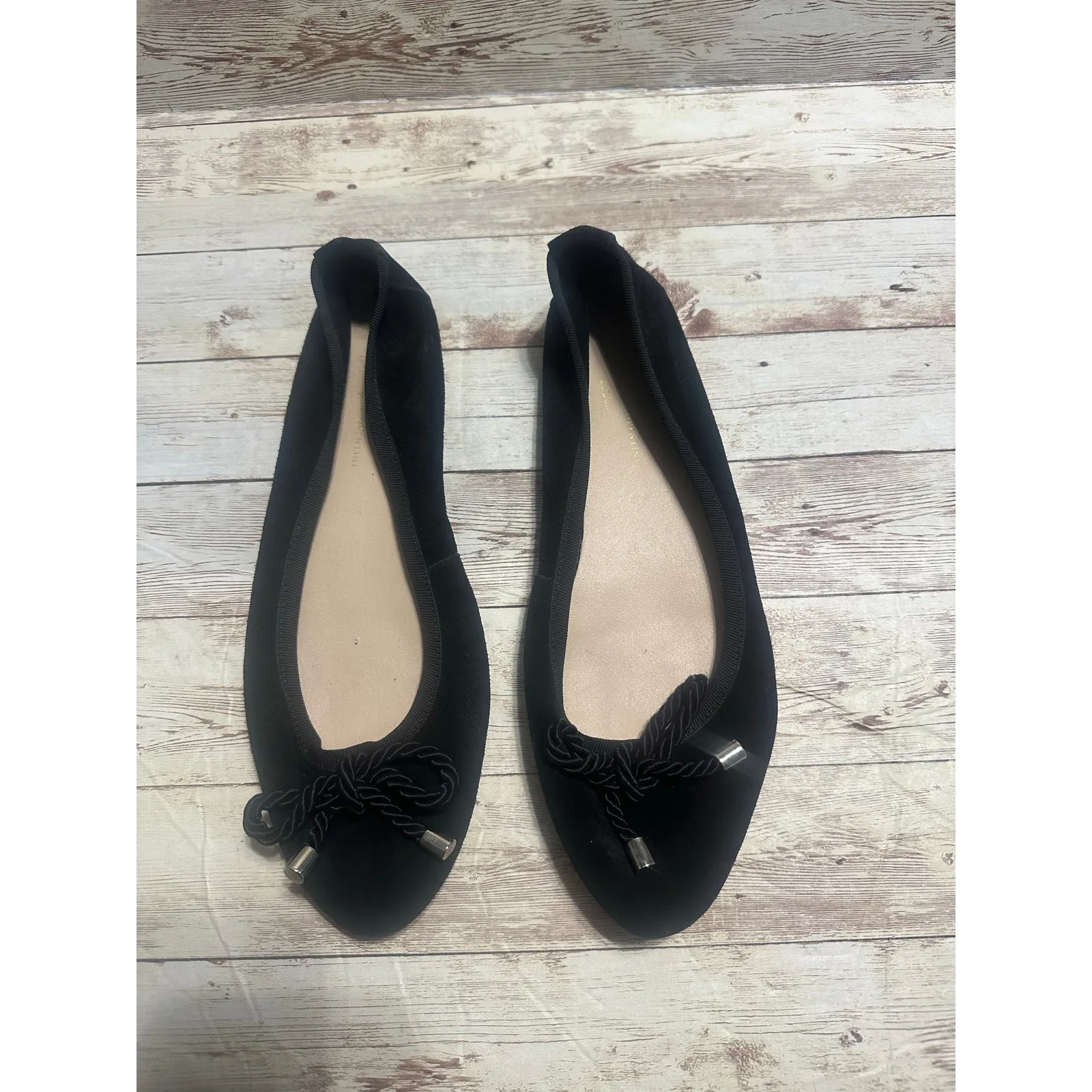 Mercanti Fiorentini Ballet Flats Black Suede Size 9 M Italian Italy Rope Bow - Image 4