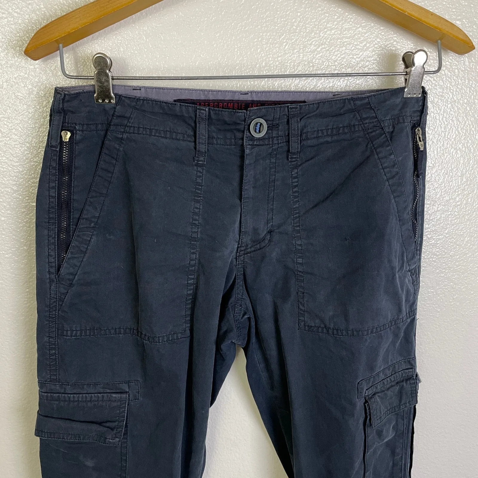 Abercrombie & Fitch Cargo Pants Womens Size 2 Blue Straight Convertible Y2K - Image 3
