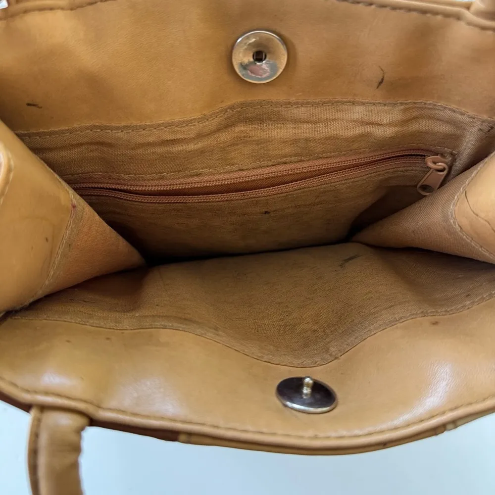 Vintage 90’s Y2K Tan Brown Patchwork Rectangular Shoulder Bag - Image 7