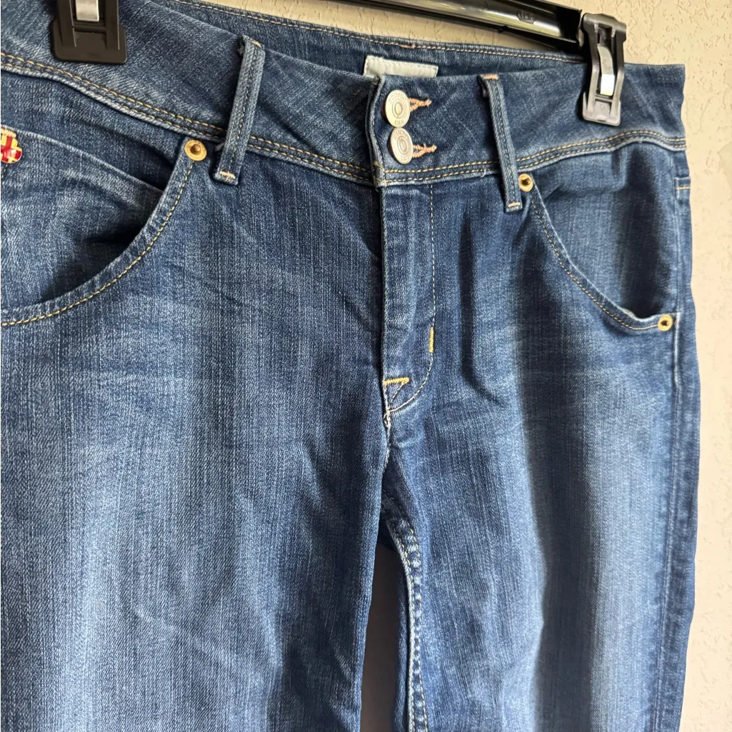 Hudson Collin Flap Skinny Mid Wash Blue Denim Womens 27 Low Rise Y2K - Image 2