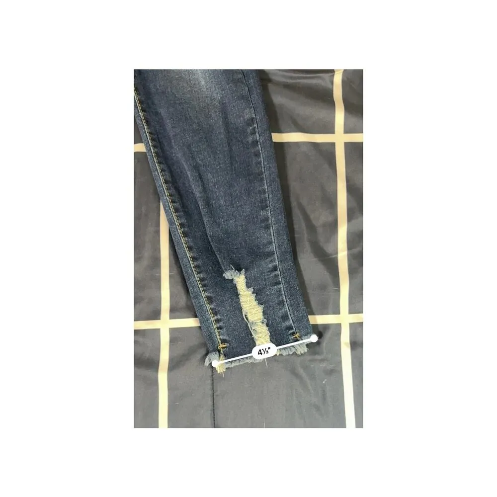 Women's Rocker Size XL Dark Blue Distressed Skinny Jeggings - Image 6