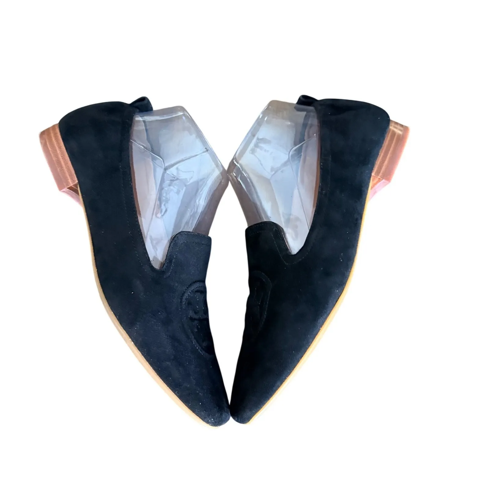 Tory Burch Black Suede Logo Loafers Women's Size 7.5 quiet luxury preppy design - Image 3