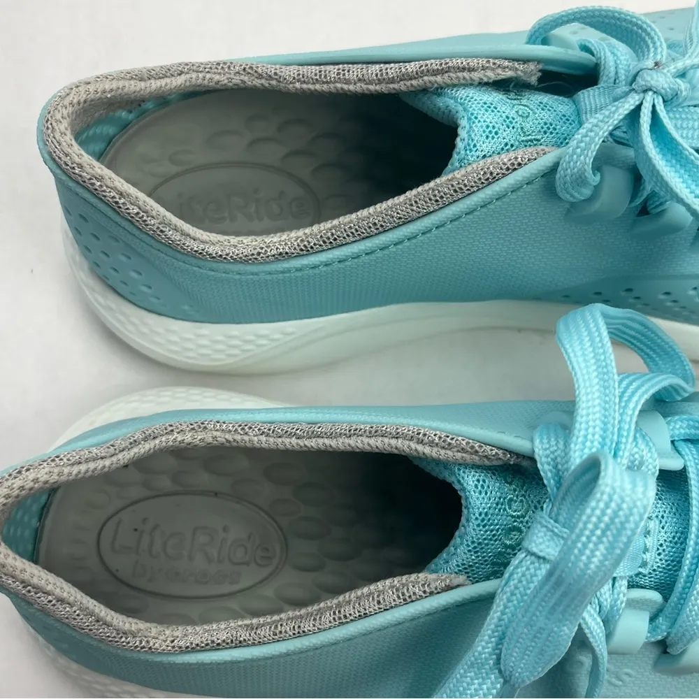 Crocs Literide Pacer Sneaker Womens Size 10 Ice Blue White Lace-up Athletic Shoe - Image 11
