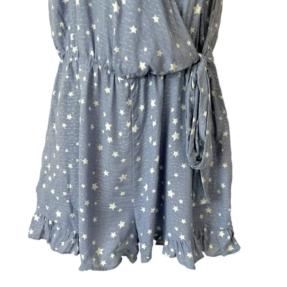 Sadie & Sage Periwinkle Star Print Tie Romper Blue Size M - Image 3