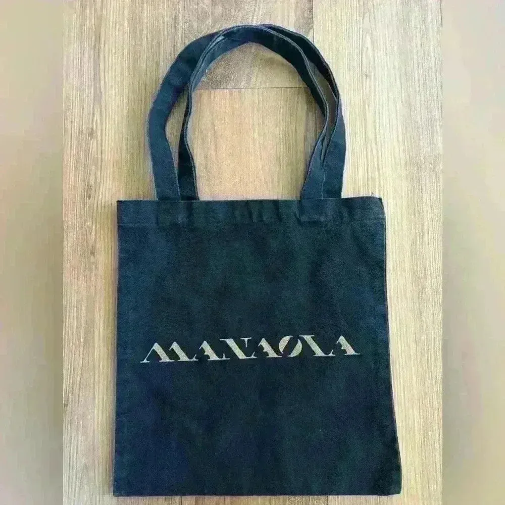 Manaola Black Gold Canvas Denim Tote Bag Purse Hawaiian Dress - Image 2